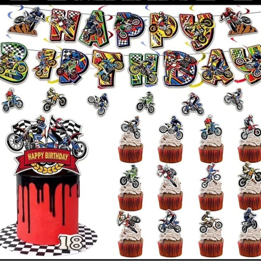 Super Dirt Bike Motocross Happy Birthday kit 40 x 60,